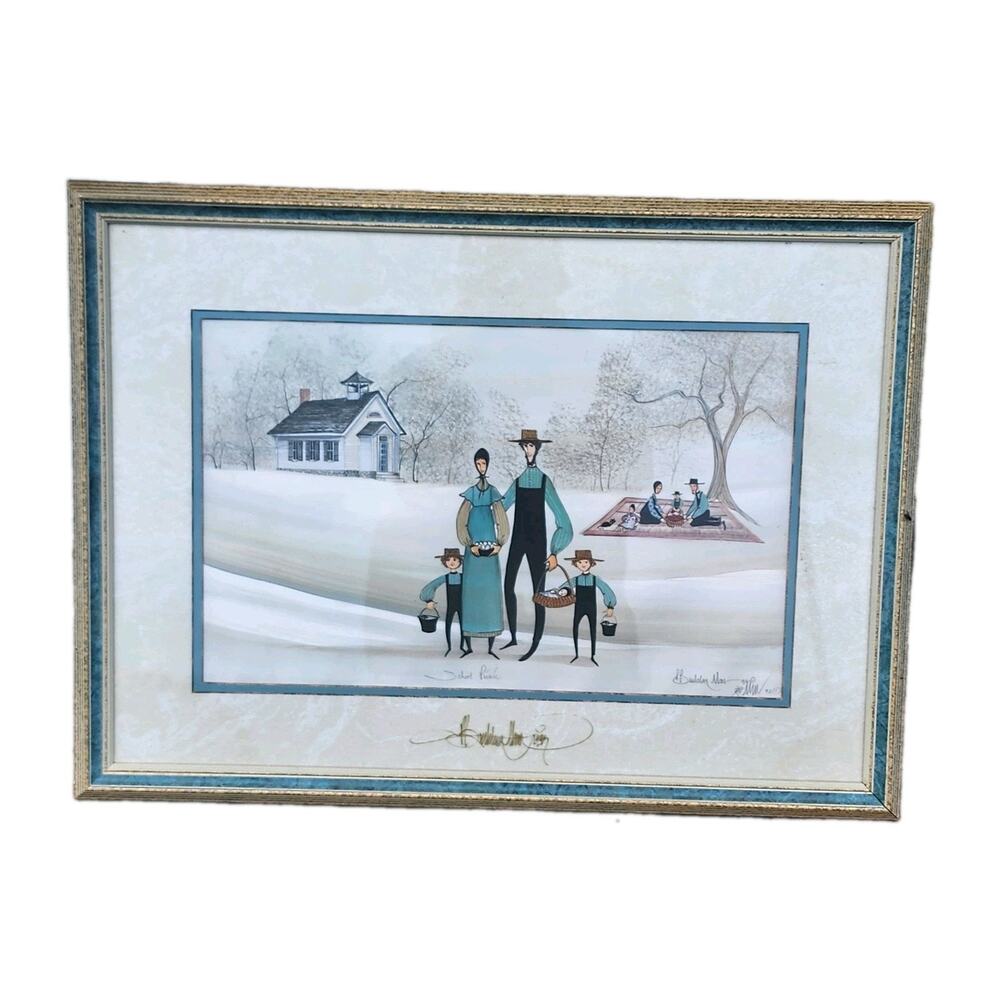 P. Buckley Moss Rare Framed Lithograph Print School Picnic Signed 1992 24/1000